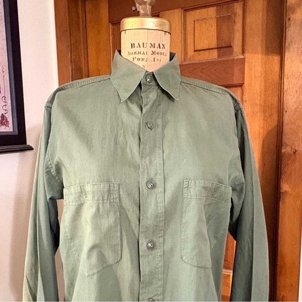 Vietnam Era US Navy Utility Shirt OG-107 Cotton Poplin USN Stencil NXSX Contract